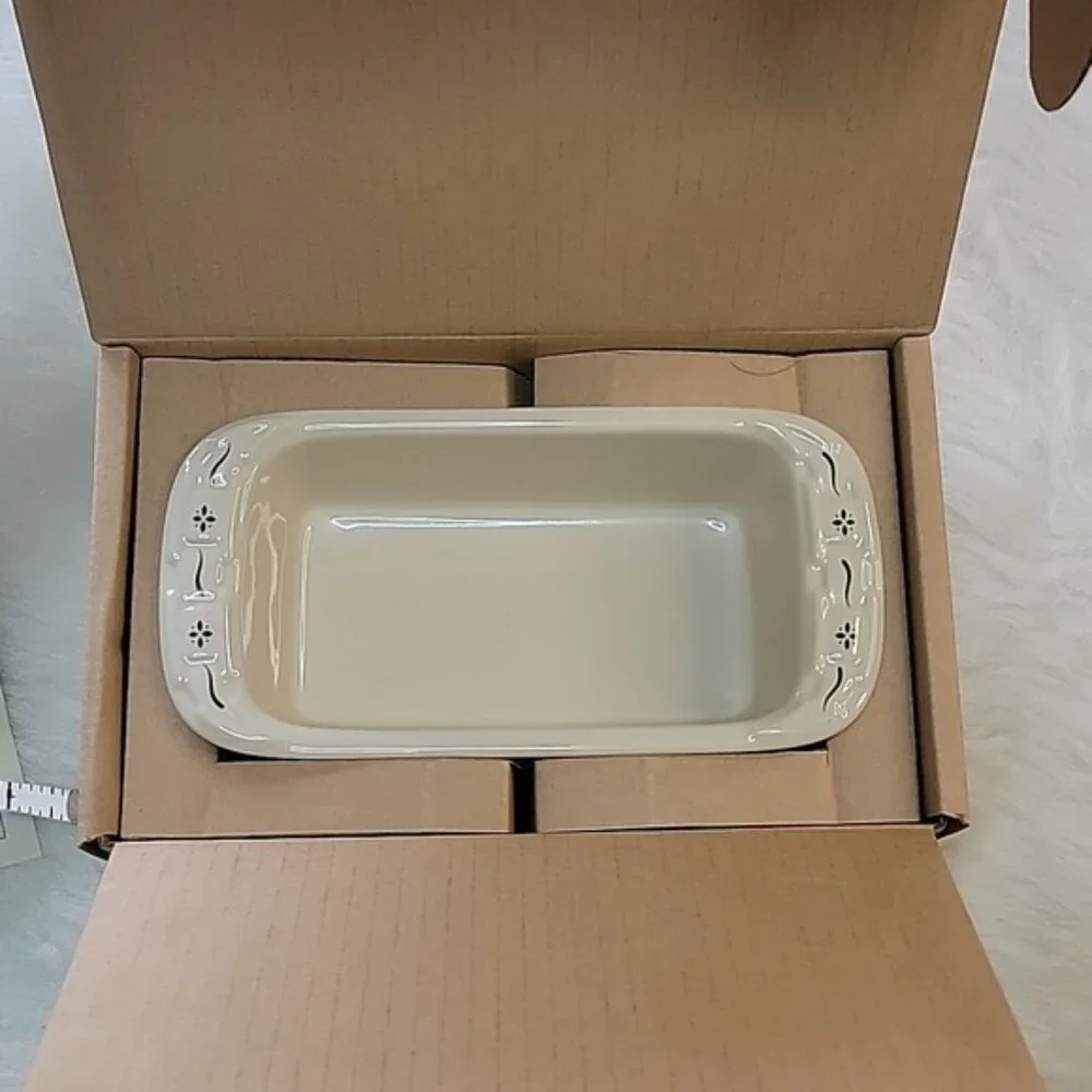 LONGABERGER NeW Woven Traditions Heritage Small‎ Cream Green Loaf Baking Dish